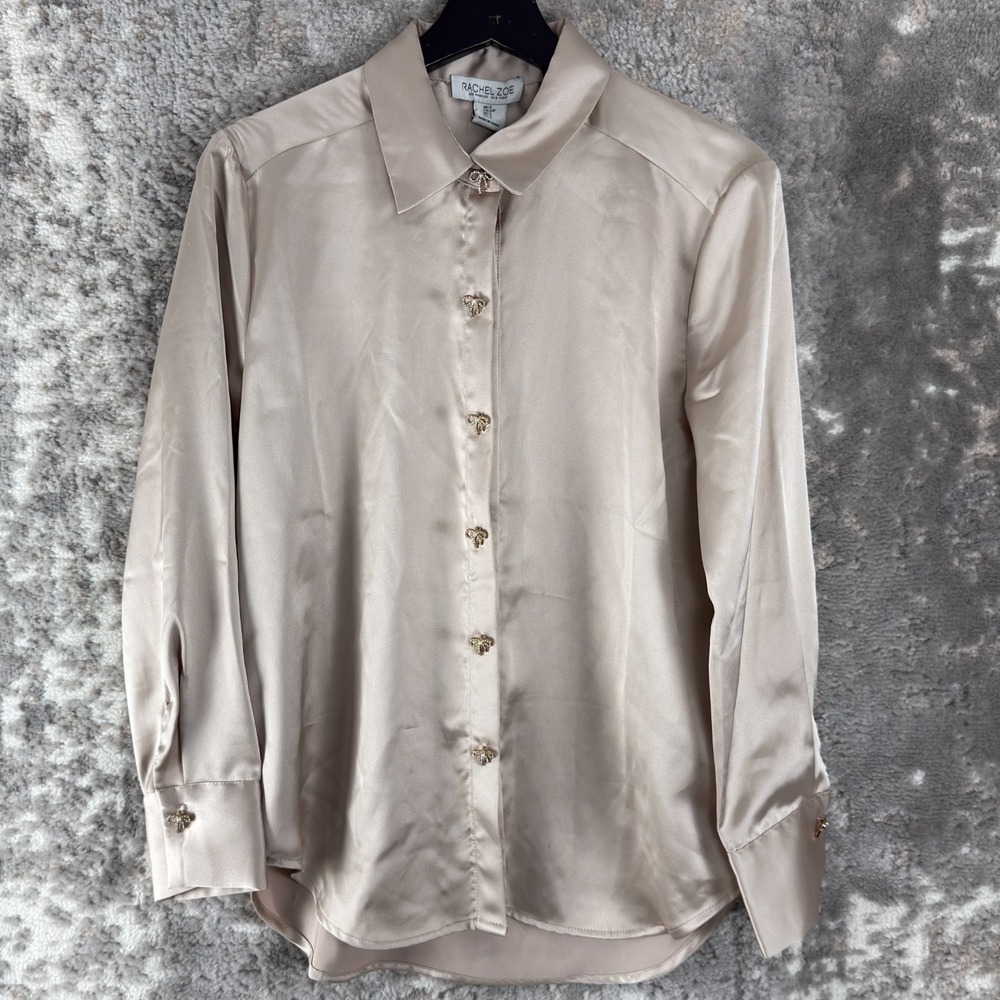 NEW Rachel Zoe Size S Casual Button Top Pink Long Sleeve Collar NWT